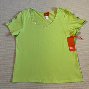 Hearts of Palm Women's Short Sleeve Top, NWT, Lime Green